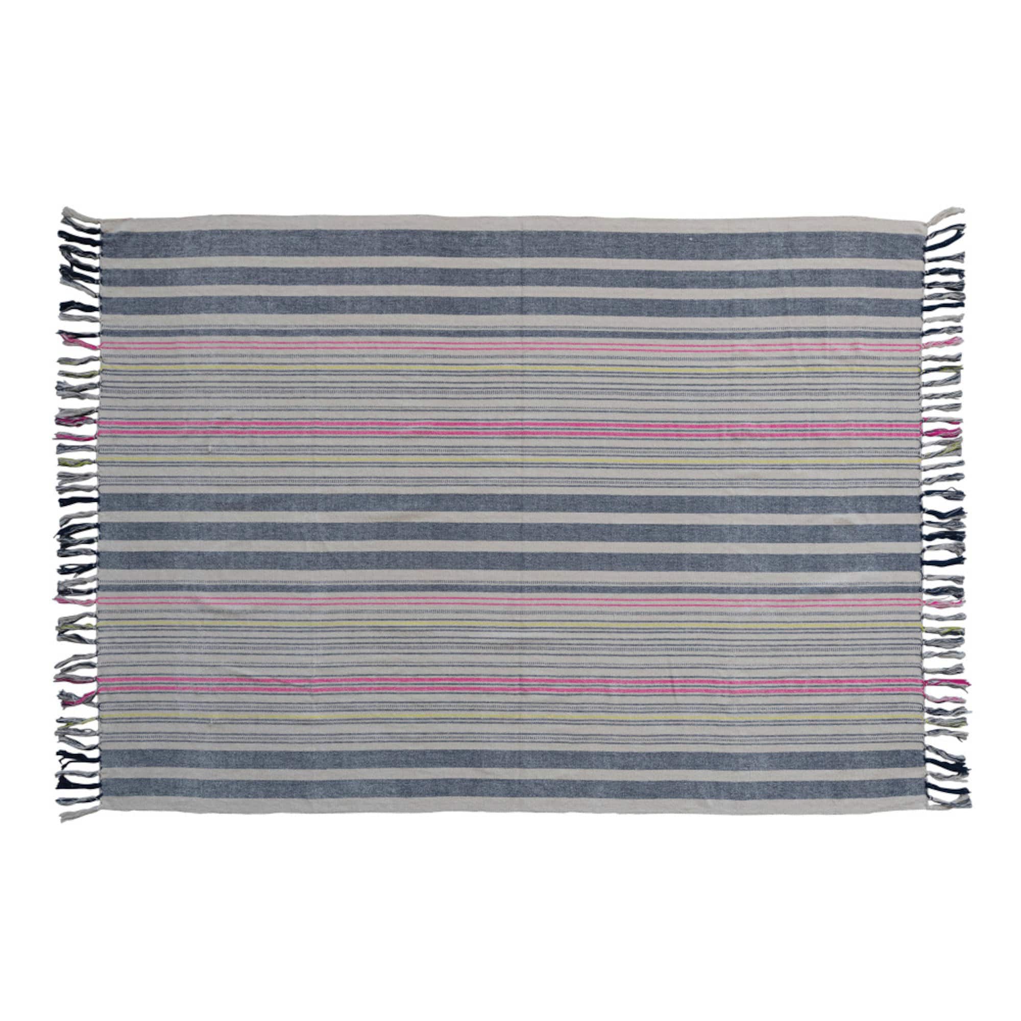 Hello Honey® Multicolor Stripes & Fringe Throw Blanket